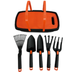 Zestaw 7 narzędzi ogrodniczych z koszykiem i podnóżkiem