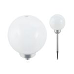 Lampa ogrodowa solarna kula 20 cm srebrna