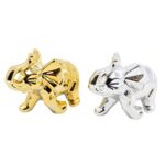 Figurka ceramiczna słoń 12 x 4,5 x 9,5 cm złoty/srebrny