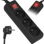 Przedłużacz 3 m 3GN+0+wyłącznik 3x1,0mm 10A IP20 (LB0081B-3) VA0305B-3 czarny Vayox