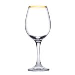 Kieliszki do wina Amber 295 ml 6 sztuk złota obwódka transparentny