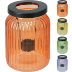 Szklany lampion z metalowym uchwytem na tealight