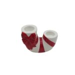 Ceramiczny świecznik 8,8 cm czerwono-biały