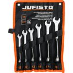Klucz płasko-oczkowy głęboko odsadzony skręconych 90° 10-19 mm zestaw 6 sztuk Jufisto