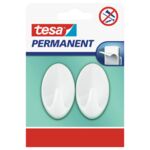 Haczyk permanentny, 2 sztuki "L", okrągły, biały, tesa