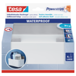 Koszyk samoprzylepny, POWERSTRIPS WATERPROOF, 1 sztuka, metal/biały, tesa