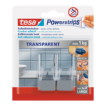 Haczyk POWERSTRIPS, przezroczysty, L matt chrom, 2 sztuki, tesa