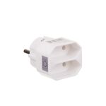 Rozgałęźnik podwójny gniazda płaskie biały