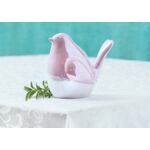 Figurka ceramiczna Ptaszek biały/różowy