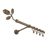 Karnisz pojedynczy 16 mm złoty antyk I 200 cm Listek żabka