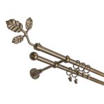 Karnisz podwójny 16 mm złoty antyk II 240 cm Listek żabka