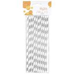 Słomka papierowa metaliczne paski 12 sztuk mix kolorów