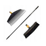 Zestaw QuikFit grabie do liści + szczotka szeroka + trzonek Fiskars