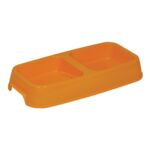 Miska podwójna dla psa kota plastikowa żółta