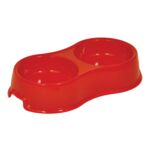 Miska podwójna dla psa i kota plastikowa czerwona