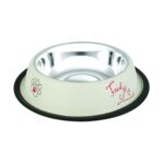 Miska dla psa stalowa 0,7 l na gumie biała