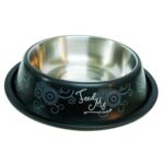 Miska dla psa stalowa 1,5 l na gumie czarna