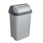 Kosz na śmieci z odchylaną pokrywą 25 l srebrny rasmus 34 x 26 x 54 cm keeeper