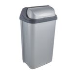 Kosz na śmieci z odchylaną pokrywą 50 l srebrny rasmus 39 x 29,5 x 67,5 cm keeeper