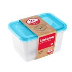 Zestaw 2 prostokątnych pojemników na żywność  2 l   niebieski  fredo "fresh" 20,5 x 15,5 x 10,5 cm keeeper
