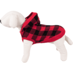 Sweter dla psa czerwono-czarny z kapturem L-35 cm happet