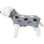 Sweter dla psa szary w romby z golfem M-30 cm happet