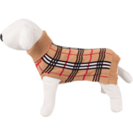 Sweter dla psa beżowy w kratę z golfem S-25 cm