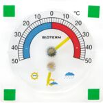 Termometr / higrometr zaokienny przyklejany 90 x 90 mm bimetaliczny Bioterm