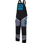 Ogrodniczki ochronne LAHTI PRO czarno-szaro-turkusowe z pasami odblaskowymi XL