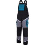 Ogrodniczki ochronne LAHTI PRO czarno-szaro-turkusowe z pasami odblaskowymi 3XL