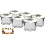 Słój 235 ml z kolorową zakrętką oraz etykietą Ø82 6 sztuk