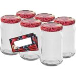 Słoik 300 ml z kolorową zakrętką i etykietą Ø66 6 sztuk