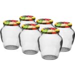 Słoik 550 ml z kolorową zakrętką Ø82 6 sztuk