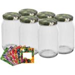 Słój TO Ø82 mm 900 ml z kolorową zakrętką i etykietą 6 sztuk Browin