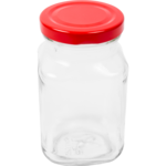 Słój TO kwadratowy Ø58 mm 320 ml z kolorową zakrętką 6 sztuk Browin