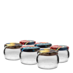 Słój TO zwykły Ø82 mm 250 ml z kolorową zakrętką 6 sztuk Browin