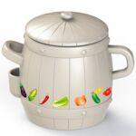 Garnek ceramiczny ze szczypcami écru 2 l Browin