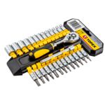 Klucz nasadowy 1/4", zestaw 28 sztuk TOPEX