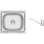 Zlewozmywak stalowy Doppio satyna 48 x 43 cm z baterią Deante 