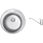 Zlewozmywak stalowy Twist satyna Ø49 cm z baterią Deante 