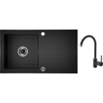 Zlewozmywak granitowy Zorba grafitowy 76 x 44 cm z baterią Deante 