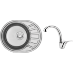 Zlewozmywak stalowy Stock satyna 58 x 45 cm z baterią Deante 