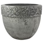 Donica okrągła z lekkiego cementu grafit 37 cm