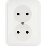 Gniazdo podwójne bez uziemienia CosmoLuxe białe