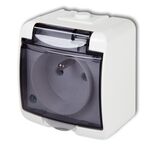 Gniazdo pojedyncze z uziemieniem dymne HydroLuxe białe