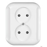 Gniazdo podwójne bez uziemienia Topaz białe