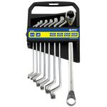 Klucze oczkowe odgięte MEGA 8 sztuk, (6x7-20x22 mm)