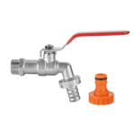 Kran czerpalny kulowy z końcówką do węża i szybkozłączką Invena 