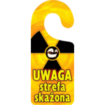 Oznaczenie "Uwaga strefa skażona!" 8 x 19 zawieszka