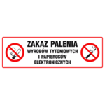 Oznaczenie "Zakaz palenia wyrobów tytoniowych i papierosów elektronicznych" 10 x 30